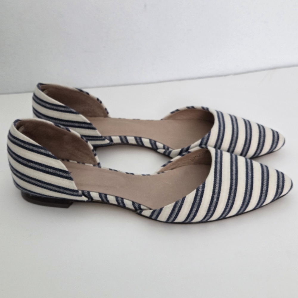 JJILL D’ORSAY POINTED FLATS White Blue Stripes Sz 8.5 Striped - Picture 5 of 12